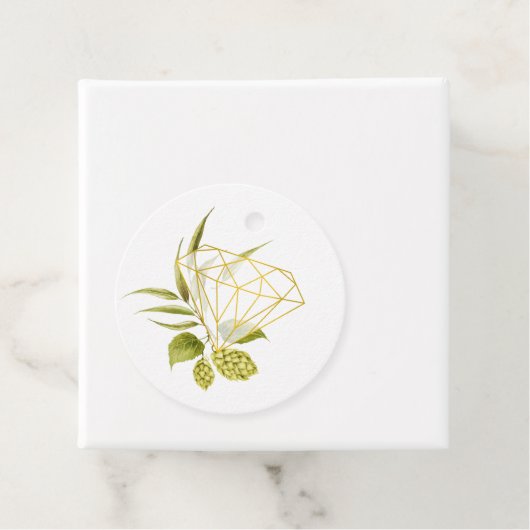 Beer Willow Greenery en Gold Geometric Diamond Bedankjes Labels (In situ)