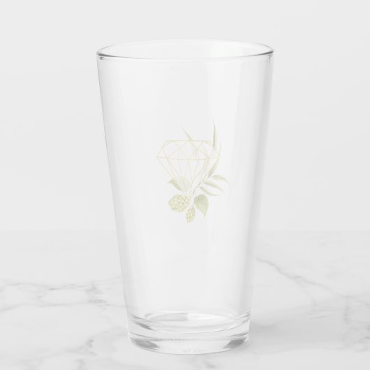 Beer Willow Greenery en Gold Geometric Diamond Glas (Achterkant)