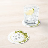 Beer Willow Greenery en Gold Geometric Wedding in Ronde Kartonnen Onderzetter (Insitu)