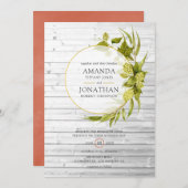 Beer Willow Greenery en Gold Geometric Wedding Kaart (Voorkant / Achterkant)