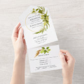 Beer Willow Greenery Gold Geometric Wedding All In One Uitnodiging (Afscheurbaar)