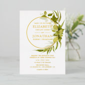 Beer Willow Greenery Gold Geometric Wedding Folie Uitnodiging (Staand Voorkant)
