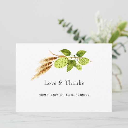 Beer Willow Greenery Vineyard Wedding Bedankkaart (Staand voorkant)