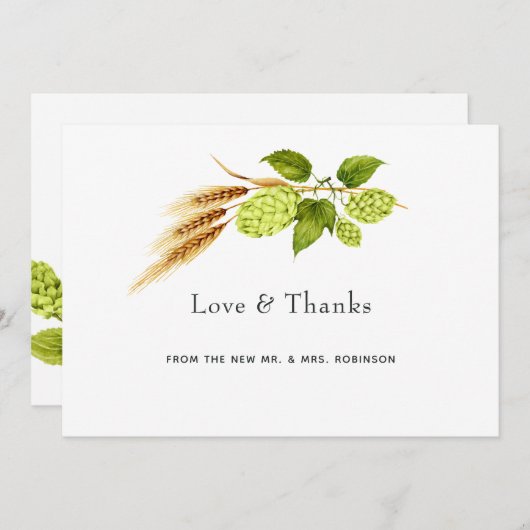 Beer Willow Greenery Vineyard Wedding Bedankkaart (Voorkant / Achterkant)