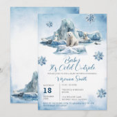 Beer Winter Arctic Animals Baby shower Sneeuwvlokk Kaart (Voorkant / Achterkant)