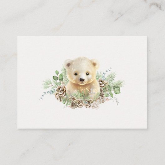 Beer Winter Baby shower Boeken voor Baby Insert Informatiekaartje (Achterkant)