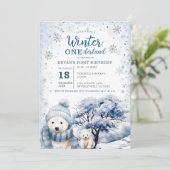 Beer Winter Onederland Arctic Animals Verjaardag Kaart (Staand voorkant)