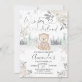Beer Winter Onederland Snowflake Floral Birthday Kaart (Voorkant)
