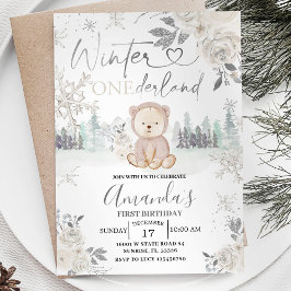 Beer Winter Onederland Snowflake Floral Birthday Kaart