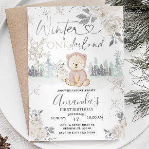 Beer Winter Onederland Snowflake Floral Birthday Kaart