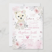 Beer Winter Pastel Roze Snowflake Baby shower Kaart (Voorkant)