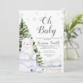 Beer Winter Sneeuwvlokken Kerst Baby shower Kaart (Staand voorkant)