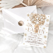 Beer Winter Snowflakes & Balloons Baby shower Kaart