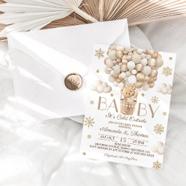 Beer Winter Snowflakes & Balloons Baby shower Kaart