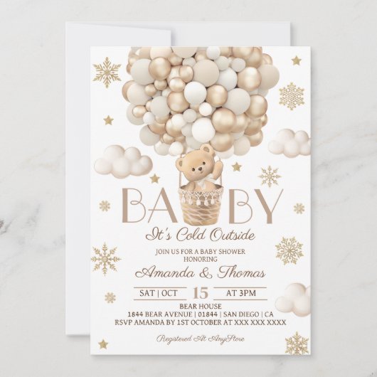 Beer Winter Snowflakes & Balloons Baby shower Kaart (Voorkant)