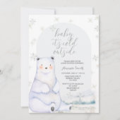 Beer Winter Zilver Sneeuwvlokken Mountain Baby sho Kaart (Voorkant)