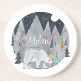 Beer winterbergen maan zandsteen onderzetter