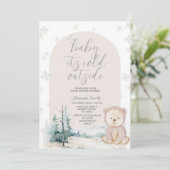 Beer Wintersneeuwvlokken Baby shower Kaart (Staand voorkant)