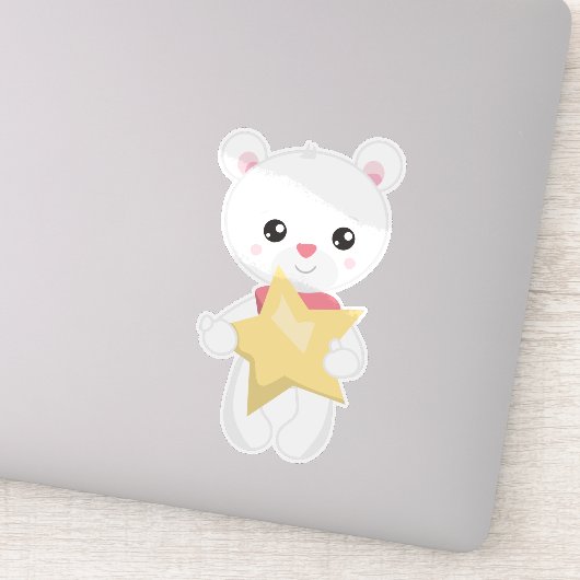 Beer, wit Beer, Teddy Bear, Baby, Star Sticker (Detail)