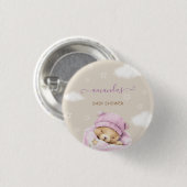 Beer wolken baby meisje douche ronde button 3,2 cm (Voorkant /achterkant)