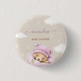 Beer wolken baby meisje douche ronde button 3,2 cm