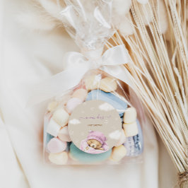 Beer wolken baby meisje douche ronde sticker