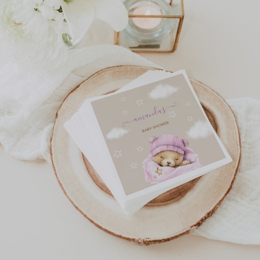 Beer wolken baby meisje douche servet