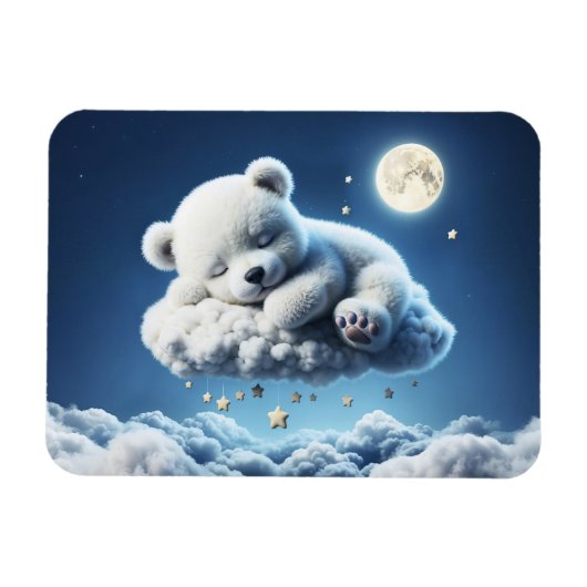 Beer Wolken Slaapmaan Dierendroom Magneet (Horizontaal)