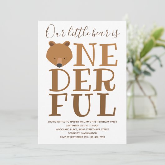 Beer Wonderful One 1st Birthday Uitnodiging (Staand voorkant)