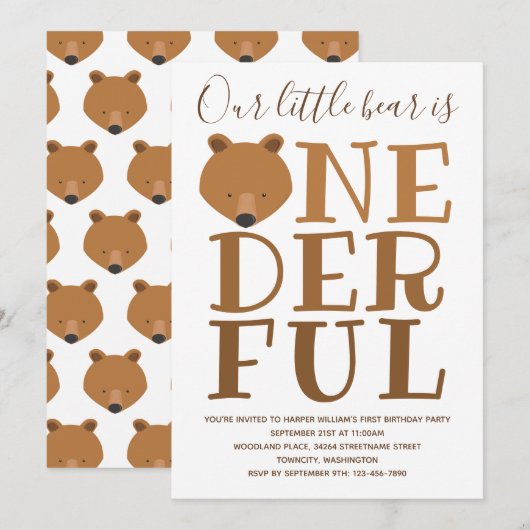 Beer Wonderful One 1st Birthday Uitnodiging (Voorkant / Achterkant)