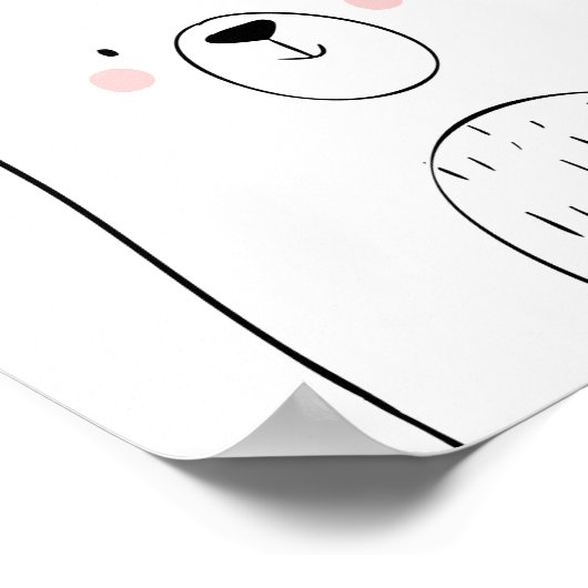 Beer Woodland Animal Nursery Wall art Monochrome Poster (Hoek)