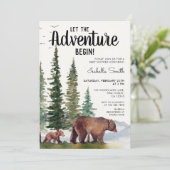 Beer Woodland Baby shower Kaart (Staand voorkant)