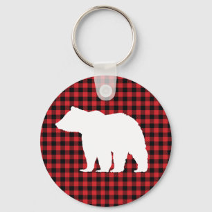 Beer Woodland Buffalo Check Button Sleutelhanger
