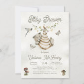 Beer Woodland Clothesline Boho Baby shower Kaart (Voorkant)