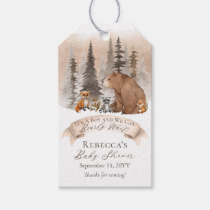 Beer Woodland  Dieren wachten jongen Baby shower Cadeaulabel