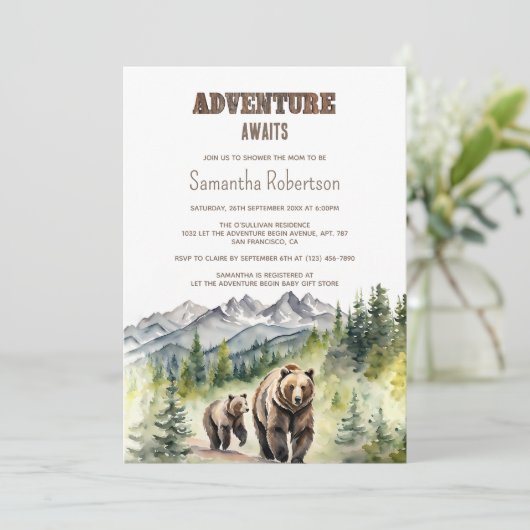 Beer Woodland Forest Adventure wacht op Baby showe Kaart (Staand voorkant)