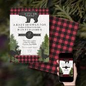 Beer Woodland Forest Buffalo Check Baby shower 5x7 Kaart