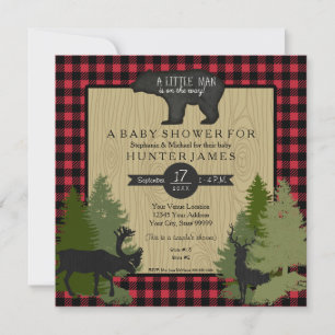 Beer Woodland Forest Lumberjack Plaid Baby shower Kaart