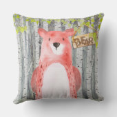 Beer - Woodland Friends - illustratie van de Water Kussen (Achterkant)