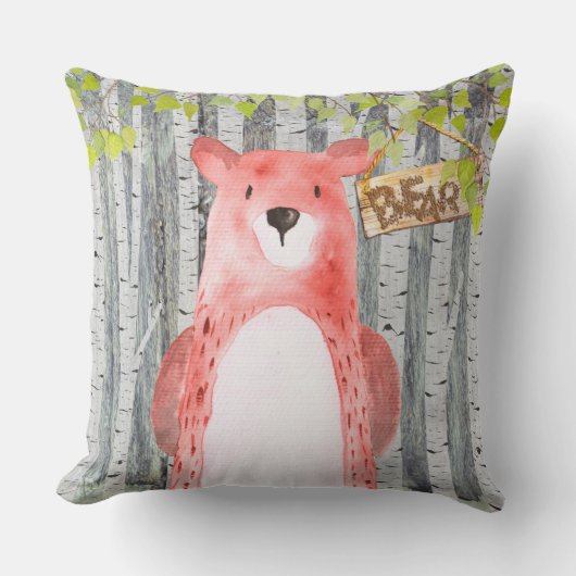 Beer - Woodland Friends - illustratie van de Water Kussen (Voorkant)