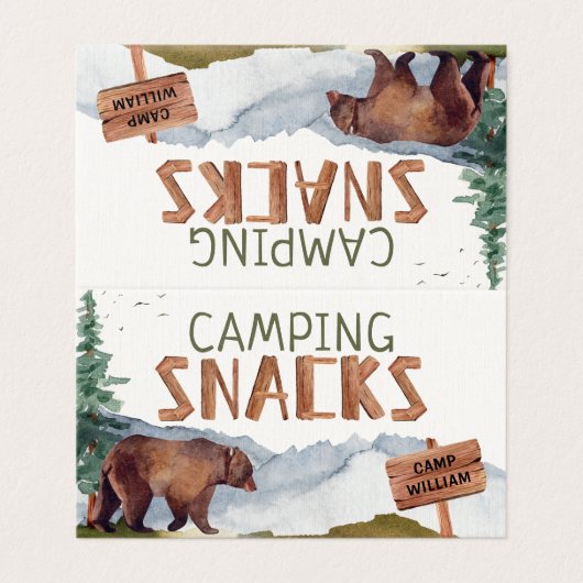 Beer Woodland - Kaart voor houten snacks (Buitenkant ongevouwen)