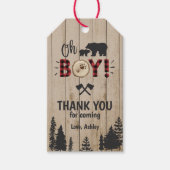 Beer Woodland Lumberjack Pset Boy Baby shower Cadeaulabel (Voorkant)