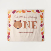 Beer wordt één Herfst Dier Eerste Verjaardag Wandkleed (Voorkant (horizontaal))