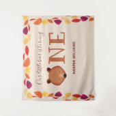 Beer wordt één Herfst Dier Eerste Verjaardag Wandkleed (Voorkant)