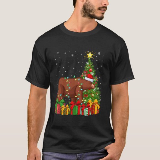 Beer Xmas Tree Lighting Santa Hat Grizzly Beer Chr T-shirt (Voorkant)