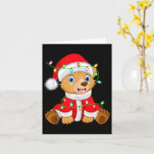 Beer Xmas Verlichting Santa Costume Beer Kerst Kaart (Gele Bloem)