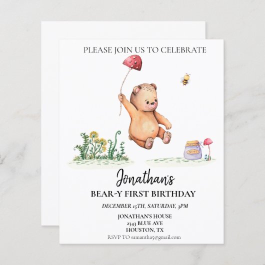 Beer-y-1e eerste Waterverf van de Dag Beer (Voorkant / Achterkant)