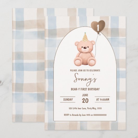 Beer-y Eerste Verjaardag 1e Partij Boho Minimal Be Kaart (Voorkant / Achterkant)