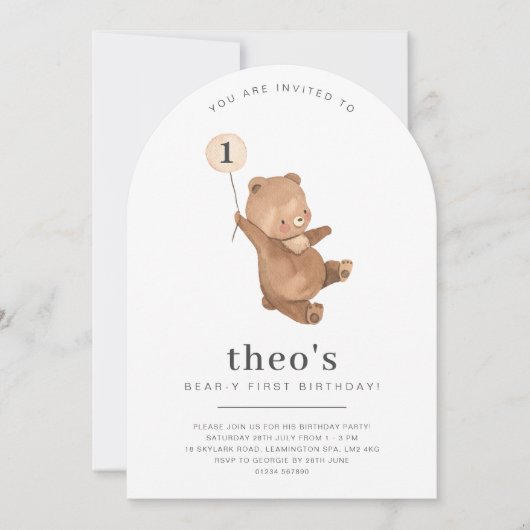 Beer-Y Eerste Verjaardag Boog Uitnodiging (Voorkant)