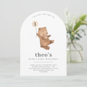 Beer-Y Eerste Verjaardag Boog Uitnodiging (Staand voorkant)